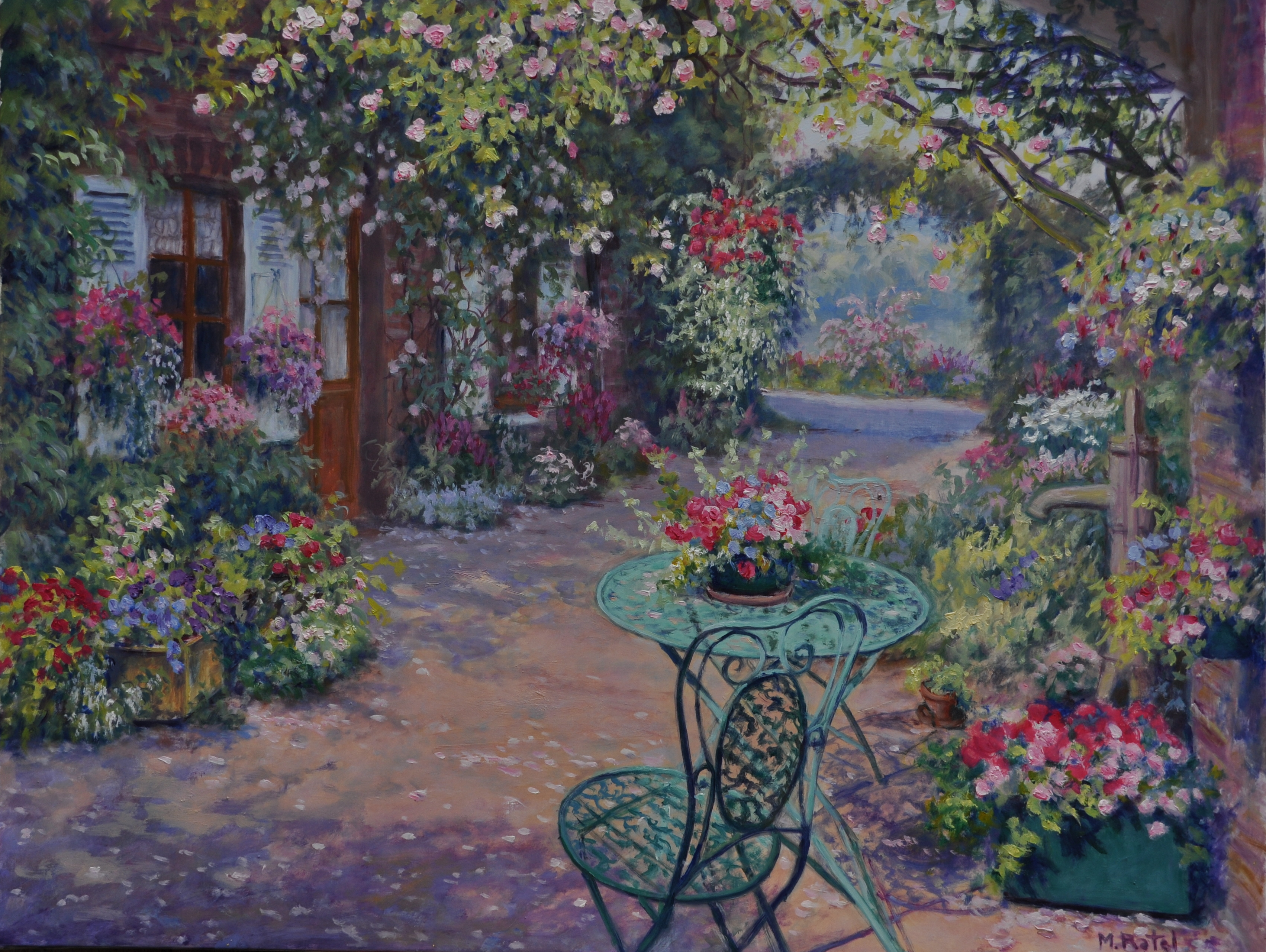 Jardin et brume du matin